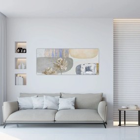 Tablou - Pictură flori și texturi (120x50 cm)