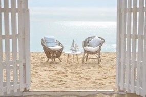 Fotoliu de exterior, natur, din rattan, cu perna detasabila, Elowen