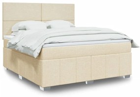 vidaXL Pat continental cu saltea, crem, 180x200 cm, textil