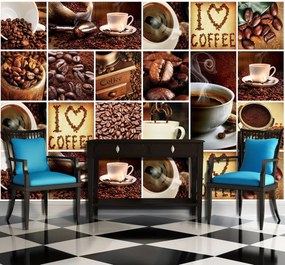 Fototapet - I Love Coffee - colaj (254x184 cm)