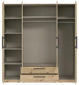 Dulap MARO cu oglindă, 200 x 213 cm, finisaj stejar artisan