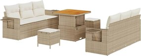 vidaXL Set de canapele pentru grădină cu pernă 9 pcs bej și crem