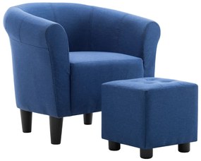 248036 vidaXL Set de fotoliu și taburet, 2 piese, albastru, material textil