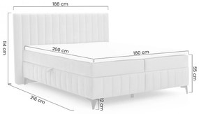 Pat continental Verona 180x200 cu ladă pentru depozitare - catifea hidrofobă bej deschis Amon 17