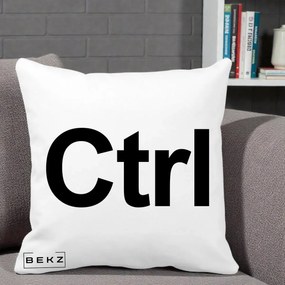 Perna Personalizata Tasta Ctrl Tipografie Bold, 40x40 cm, Alba Mata, Husa Detasabila, Perna Inclusa, BEKZ®
