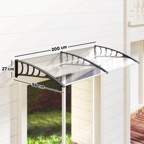 Outsunny Copertina moderna din PP, 200x96x27 cm, negru | Aosom Romania