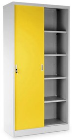 Dulap metalic universal cu uși glisante 90 x 40 x 185 cm, încuietoare cilindrică, galben - ral 1023