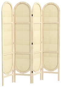 HOMCOM Paravan interior din lemn, 4 panouri, 170 x 160 cm, pliabil si portabil, model impletit manual, lemn natural | Aosom Romania