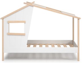 Pat pentru copii alb de tip casă din lemn de pin 90x190 cm Luba – Marckeric