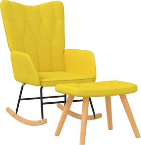 vidaXL Scaun balansoar cu taburet, galben muștar, textil