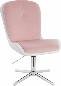 HR690CROSS Scaun Velvet&amp;soft Piele Pu Roz Pudră/Alb Bază Cromata