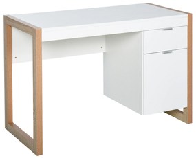 HOMCOM Birou de Lucru Spațios cu Sertar Dulap Picioare în Formă de Cadru de Stil Modern 112,5x50x75,5 cm Alb | Aosom Romania