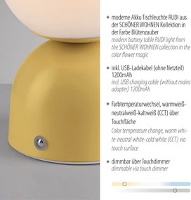 Schöner Wohnen 19218-81 - Lampă de masă LED RUDI, reglabilă, LED/1,2W/5V, galbenă