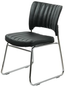 Scaun vizitator negru HRC 613 din piele ecologică și cadrul cromat