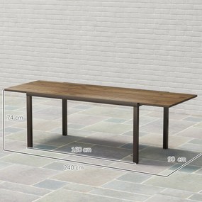 Outsunny Masă Extensibilă pentru Terasă cu Margini din aluminiu, 160/240x90x74 cm, Maro | Aosom Romania