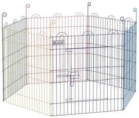 Gard pentru Caini cu 6 Panouri cu Inchidere cu Zavor, Gard pentru Caini Talie Medie din Metal, Ø120x60 cm, Multicolor PawHut | Aosom Romania