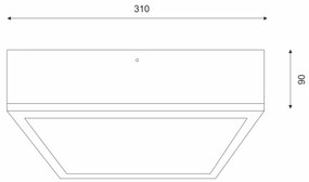 Plafonieră NATURAL SQUARE 2xE27/15W/230V 31x31 cm pin/negru