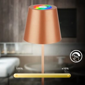 Briloner 7510013-LED RGB Lampă de masă dimabilă CALIDA 2,5W/5V IP44 1200mAh bronz