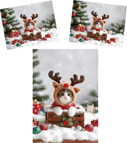 Lenjerie de pat din microfibra 3D RUDOLPH KITTEN colorată Dimensiune lenjerie de pat: 70 x 90 cm | 140 x 200 cm