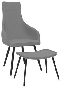 Fotoliu cu taburet, gri deschis, material textil 1, Gri deschis, Cu scaunel pentru picioare