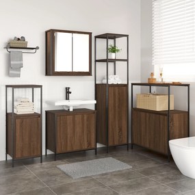 vidaXL Set mobilier baie, 5 piese, stejar maro, lemn prelucrat