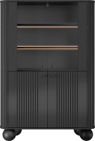 Vitrină cu patru uși Vesper 103 cm - negru / mânere negre / picioare rotunde