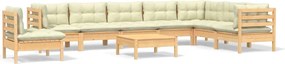 vidaXL Set mobilier grădină cu perne crem, 9 piese, lemn masiv de pin