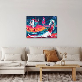Tablou - Prinț și prințesa cu dragon (70x50 cm)