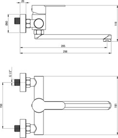 Lupo Baterie pentru bucătărie, montare pe perete Finisaj: Oțel periat BLU_F80M