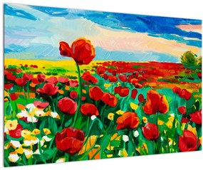 Tablou - Câmp cu maci (90x60 cm)