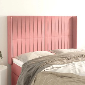 3119871 vidaXL Tăblie de pat cu aripioare, roz, 147x16x118/128 cm, catifea