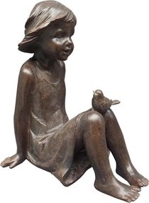 Decoratiune de masa, din rasina, copil si pasare, The toddler