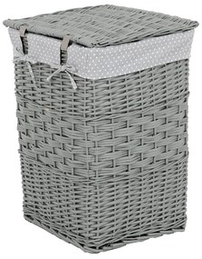 Set de coșuri de răchită pentru rufe Buline gri 2 bucăți, 2 dimensiuni, 40 x 60 x 40 cm