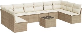 vidaXL Set canapele de grădină cu perne, 11 piese, bej, poliratan