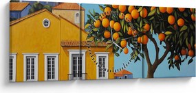 Tablou - Portocal (cu ceas) (90x30 cm)
