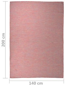 Covor de exterior, rosu, 140x200 cm, tesatura plata Rosu, 140 x 200 cm