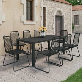 3060123 vidaXL Set mobilier de grădină, 9 piese, negru, ratan PVC