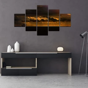 Tablou unei vele  în apus de soare (125x70 cm), în 40 de alte dimensiuni noi
