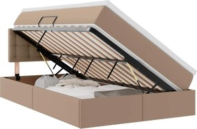 vidaXL Pat cu saltea și LED Cappuccino 120 x 190 cm Piele artificială