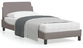 373109 vidaXL Cadru de pat cu tăblie, gri taupe, 90x200 cm, textil