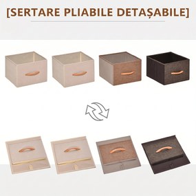 HOMCOM Comodă pentru Dormitor cu 4 Sertare Pliabile, Blat Superior din Lemn și Cadru Metalic 31x29x99 cm Multicolor | Aosom Romania
