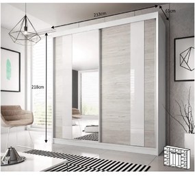 Dulap cu uşi glisante, stejar kathult deschis/alb, 233x218, MULTI 32