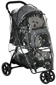 PawHut Cărucior pentru câini Haustierwagen, pliabil, husă de ploaie, 2 frâne de siguranță, 83 cm x 55 cm x 101 cm, Gri + Negru | Aosom Romania