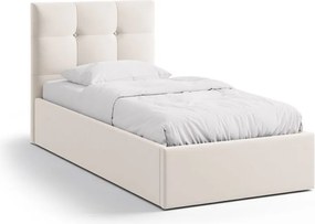 Pat crem tapițat cu spațiu de depozitare cu somieră 90x200 cm Phaedra – Micadoni