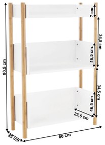 Etajera cu 3 rafturi, bambus natural   alb, BALTIKA TYPE 2