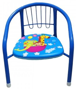 Scaun metalic pentru copii Novokids™ Little chair, Sezut moale cu sunete, Interior si exterior, Dimensiuni 36x36x34 cm, Vopsea lucioasa, Albastru