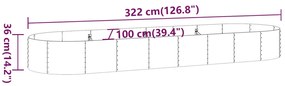 Jardiniera gradina gri 322x100x36 cm otel vopsit electrostatic 1, Gri, 322 x 100 x 36 cm