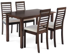 Set de masă din lemn masiv cu 4 scaune, 120 x 75 x75 cm, nuc