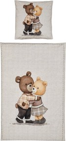 Lenjerie de pat din bumbac Renforce TEDDY HENRY bej pentru copii. Dimensiune lenjerie de pat: 80 x 80 cm | 135 x 200 cm