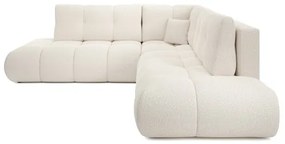 Colțar extensibil ALMADA, tapițat, în L, cu spațiu de depozitare, orientare stânga, bej